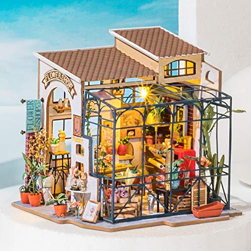 ROBOTIME DIY Dollhouse Kit Mini House with Furnitures Accessories 1:24 Scale Craft Kit - Emily's Flower Shop - color: Emily's Flower Shop