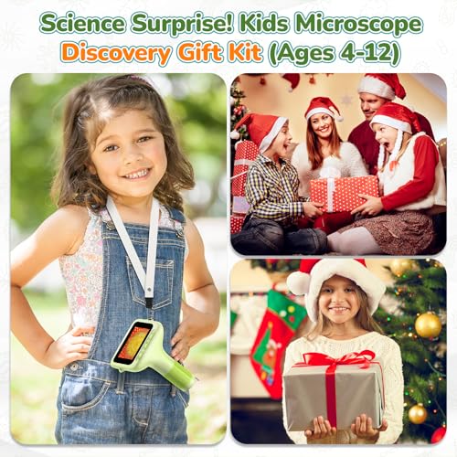 Kids Digital Microscope with 3-Inch Screen: STEM Toy Science Gift Ages 4-12 - color: Green