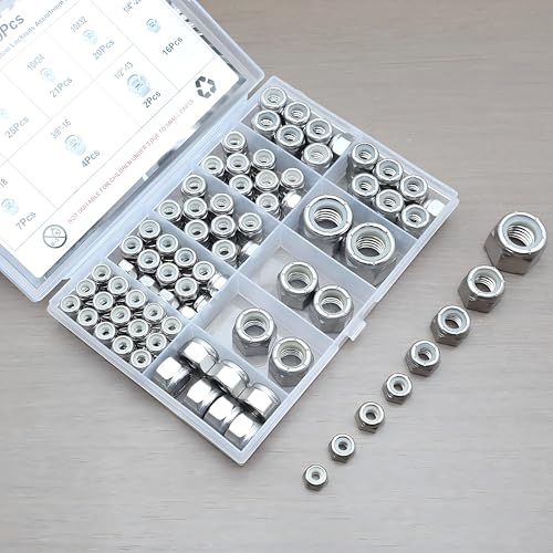 130 Pcs SAE Lock Nuts, 6-32 8-32 10-24 10-32 1/4-20 5/16-18 3/8-16 1/2-13 - size: SAE 130 Kit (#6 #8 #10 1/4" 5/16" 3/8" 1/2")