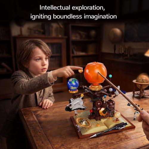 Spinning Solar System Space Building Kit with Rotating Planet Model
