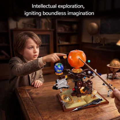 Spinning Solar System Space Building Kit with Rotating Planet Model