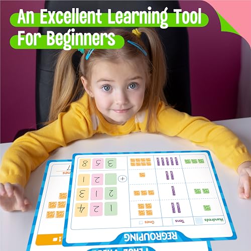 8 Packs Place Value Whiteboards, Double-Sided Dry-Erase Cards, Writable and Erasable Math Learning White Board for Kids, Students, Classroom and Home (Each Measures 12” x 9”) - color: Place Value Whiteboards-b