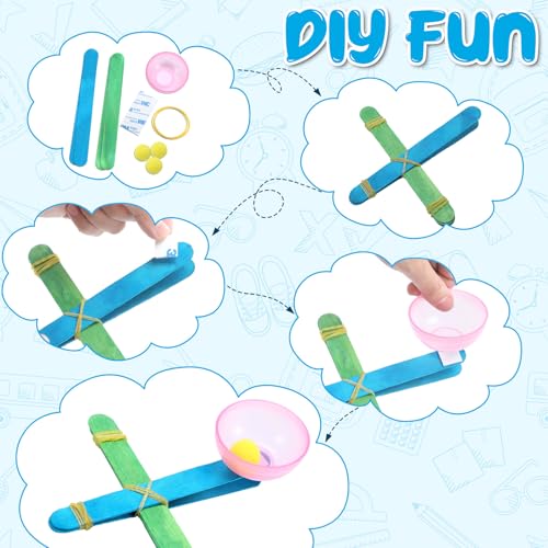 Foilswirl 36 Sets Stem Catapult Building Kit DIY Stick Catapults Craft Kits for Kids Classroom Educational and Learning Activities Camp Crafts Supplies(Light Color) - color: Light Color
