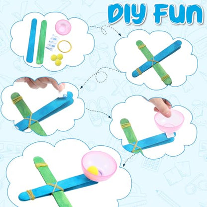 Foilswirl 36 Sets Stem Catapult Building Kit DIY Stick Catapults Craft Kits for Kids Classroom Educational and Learning Activities Camp Crafts Supplies(Light Color) - color: Light Color