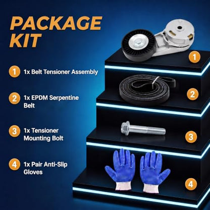 Serpentine Belt Drive Kit with Tensioner Compatible with Chevrolet Malibu 2005-2012 Classic 2005, Pontiac G6 2006-2010 Solstice, Saturn Aura Sky 2.0L 2.2L 2.4L, Replace 38177 24430296 5PK1021 - size: T38177+5PK1021