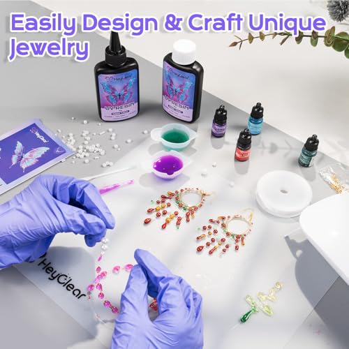 HeyClear UV Resin Kit Jewelry Making Supplies with 18 LEDs Large UV Light - size: Jewelry Resin Light Kit