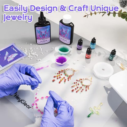 HeyClear UV Resin Kit Jewelry Making Supplies with 18 LEDs Large UV Light - size: Jewelry Resin Light Kit