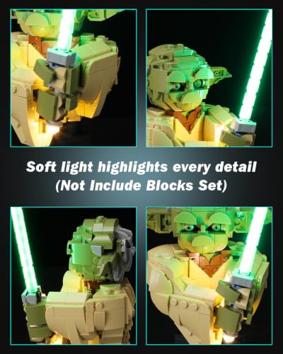 LED Lighting Set Compatible with Lego Yoda Bust 75438 Set, DIY Light Up Kit for 75438 Building Blocks Model (Building Sets Not Included) - style: 75438 Yoda Bust Set