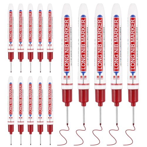 15 Pcs Long Nib Marker Pens with 20 mm Long Head Nose Tip, Red - color: Red