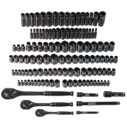 STARWORK TRUE MECHANIC 303-Piece Mechanics Tool Set, 120-Tooth Ratcheting Wrench Set, 1/4", 3/8", 1/2" Drive, Professional, SAE/Metric - color: Red