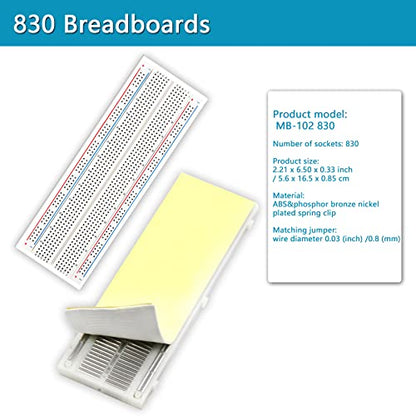 Electronic Component Power Supply Module Assorted Kit for Arduino, Raspberry Pi, UNO, Minidodoca Arduino breadboard Power Supply Kit Include 830P Breadboard,Power Module,Jumper 9V 1A Adaptor - size: 1pcs830p+Power Supply Module