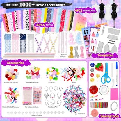 MPQMPQ 1000+ PCS Fashion Designer Kits for Girls Age 6 7 8 9 10 11 12+