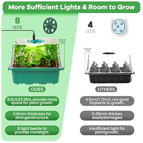 Seed Starter Trays with Grow Lights and Heat Mat, 72 Cells Seed Starter Kit with Lights, 3 Lighting Mode, 4 Timing Set, Germination Kit for Seed Starting Trays with High Humidity Control Domes - color: Green