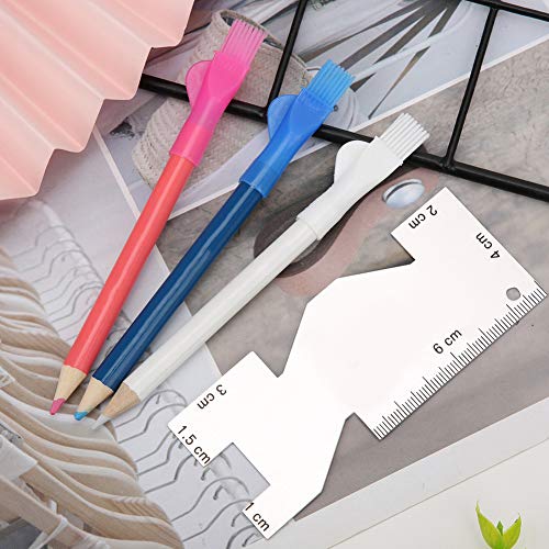 Metal Sewing Ruler, 3.9 Inch Multifunctional Gauge with Brush 3Pcs Tailor Pens for Embroidery Handicraft DIY Tailoring Lineation Precise 10cm Knitting Gauge for Fabric Marking