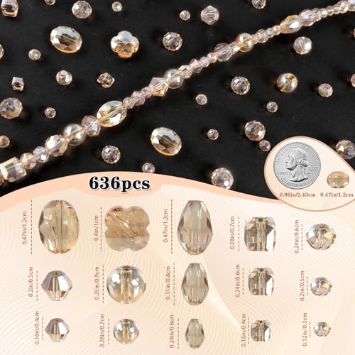 Glass Beads Bulk for Suncatchers, Jewelry Making, Crafts, Crystal Beads - color: Silver Champagne, size: 636pcs