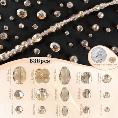 Glass Beads Bulk for Suncatchers, Jewelry Making, Crafts, Crystal Beads - color: Silver Champagne, size: 636pcs