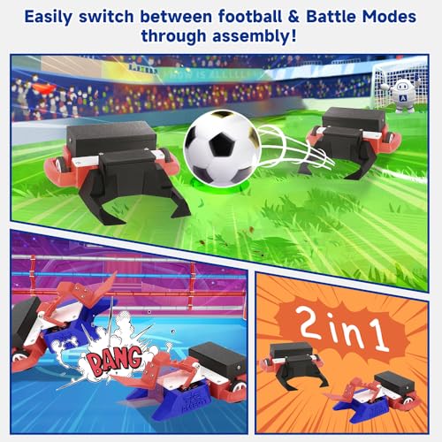 2-in-1 Football & Battle Robot Car Kit, ESP32 APP-Remote Control Battlebolt Car Fighting Robot Toy for Kids Wireless Gameplay Robotics STEM Science Kit Birthday Gift for Boys Girls Age 8+ (One Kit) - color: Red