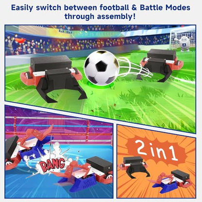 2-in-1 Football & Battle Robot Car Kit, ESP32 APP-Remote Control Battlebolt Car Fighting Robot Toy for Kids Wireless Gameplay Robotics STEM Science Kit Birthday Gift for Boys Girls Age 8+ (One Kit) - color: Red