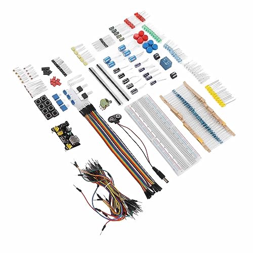 Electronics Component Kit, Starter Fun Assortment with Breadboard Resistor Capacitor Diode Module, for Beginners Learning to Program R3 Development Board