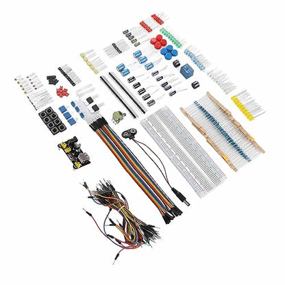 Electronics Component Kit, Starter Fun Assortment with Breadboard Resistor Capacitor Diode Module, for Beginners Learning to Program R3 Development Board