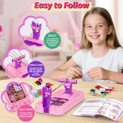 Cmiolacuna Friendship Bracelet Making Kit for Girls Ages 8-12 Loom Maker - color: Pink