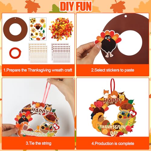 Hollowfly 48 Sets Fall Thanksgiving Paper Wreath Craft Kits - style: Thanksgiving