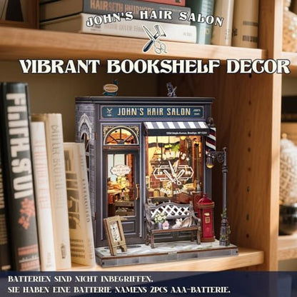 Cutefun Book Nook Kit - DIY Miniature Dollhouse Kit for Adults and Teens - color: John's Hair Salon