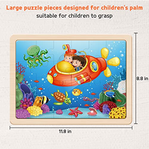 SYNARRY Large Animal Wooden Puzzles for Kids Ages 4-6, 4-in-1 Gift Set - style: Animals