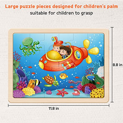 SYNARRY Large Animal Wooden Puzzles for Kids Ages 4-6, 4-in-1 Gift Set - style: Animals