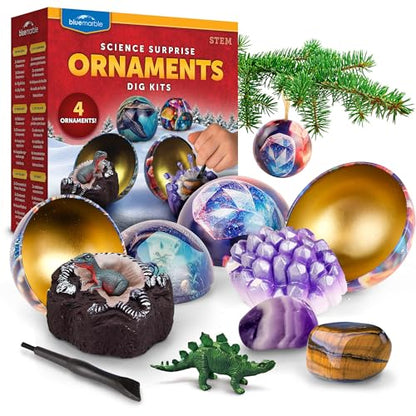 Blue Marble Christmas Ornament Dig Kit with 4 Science Surprises for Kids - style: Dig Kit Ornaments