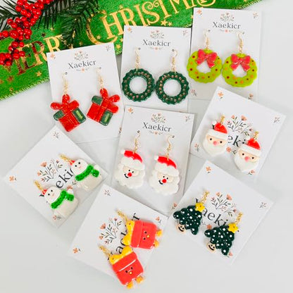 Xaekicr Christmas Polymer Clay Cutters Set – 8 Pcs Holiday Clay Earring Cutters for DIY Jewelry Making, Santa Tree Wreath Gifts – Clay Tools for Polymer Clay Molds Projects - color: 2C color