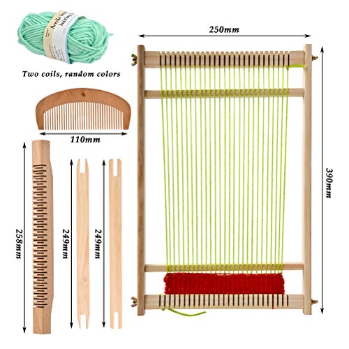 FOCCTS Wooden Multi-Craft Weaving Loom Large Frame 9.84 x 15.35 x 1.3inch, Tapestry Loom Wooden Weaving Loom Creative DIY Weaving Art for Kids, Beginners and Expertsrt