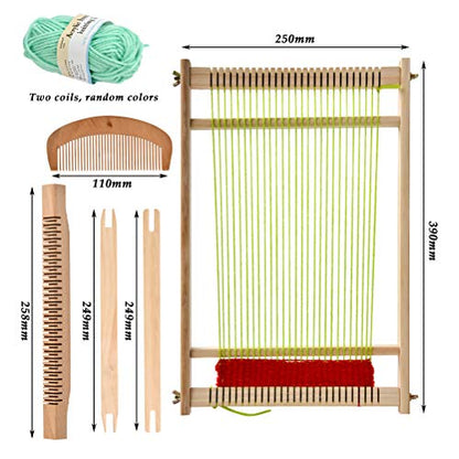 FOCCTS Wooden Multi-Craft Weaving Loom Large Frame 9.84 x 15.35 x 1.3inch, Tapestry Loom Wooden Weaving Loom Creative DIY Weaving Art for Kids, Beginners and Expertsrt