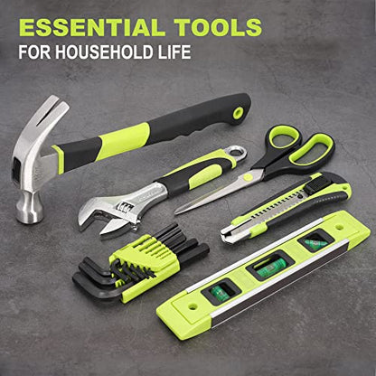 FASTPRO 220-Piece Home Tool Set, Household Repairing Tool Kit, Green - color: Green