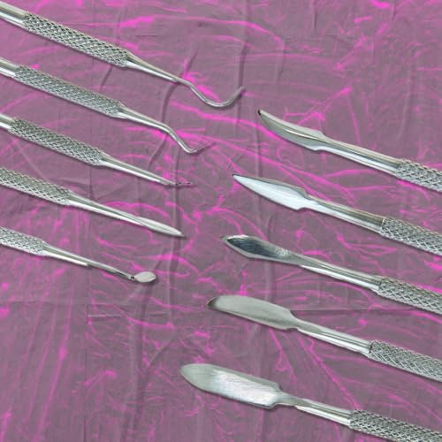 SE 12-Piece Stainless Steel Wax Carvers Set, Wax & Clay Sculpting Tools, Double Ended Carving Kit for Modeling, Sculpting and Shaping, Silver - DD312