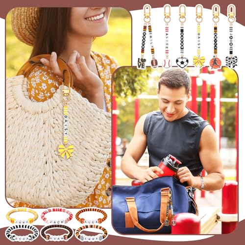 Hinly 3718 Pcs Sports Keychain Bracelet Making Kit DIY Name Bead Craft - color: Colorful, style: Sports Balls