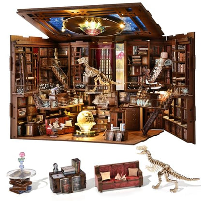 MiniCity Book Nook Kit, DIY Miniature Dollhouse Booknook Kit with Led Light and Dust Cover (Beyond Library Max) - color: Multicolor