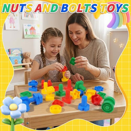 Bbiamsleep 40 Pcs Plastic Nuts and Bolts for Kids Fine Motor Skills(Random)