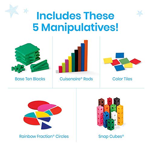 hand2mind - 93539 Take Home Math Manipulatives Kit for Kids, with Snap Cubes, Base Ten Blocks, Cuisenaire Rods, Angle Circles, and Color Tiles, Kindergarten Homeschool Supplies (293 Pieces) - style: Plastic and foam, Ages 8-10