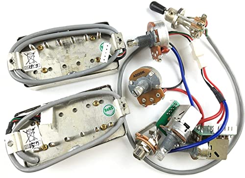1 Set ProBucker Alnico Bridge&Neck Pickups with Pro Wiring Harness Pots&3 Way Switches for Electric Guitar Chrome(Cream Ring) - color: Chrome(Cream ring)
