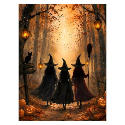 Halloween Diamond Art Kits for Adults, Witch Diamond Painting, 12x16 Inch - color: 01-Halloween, size: 12X16 inch