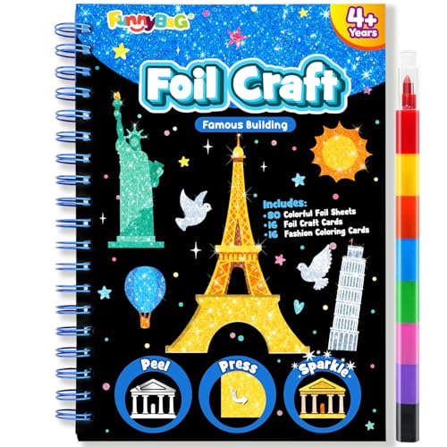 FUNNYB&G Foil Art Craft Kit for Kids, Sparkly Birthday Gift Toy for Kids - style: Building