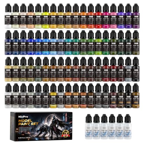 Nicpro 72 Colors Model Paint Set, 20ml Ready to Use Modeling Acrylic Paints - style: 72 Colors Set