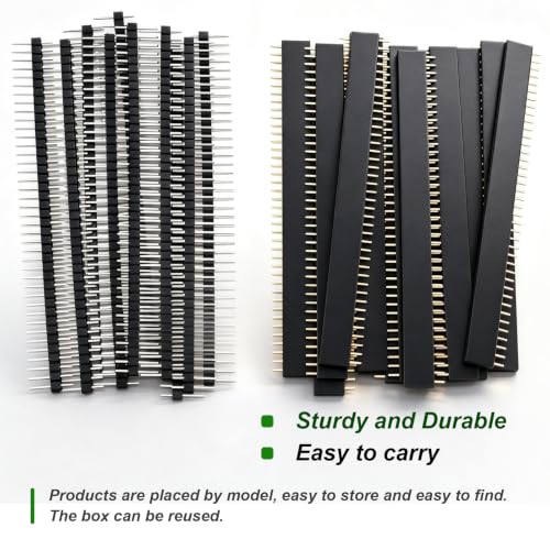 22pcs 2.54mm Male & Female Pin Header Connector, 40Pin, Black, PCB Board Pin Header - size: 22pcs-2.54mm Male & Female Pin Header Connector