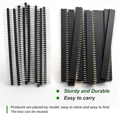 22pcs 2.54mm Male & Female Pin Header Connector, 40Pin, Black, PCB Board Pin Header - size: 22pcs-2.54mm Male & Female Pin Header Connector
