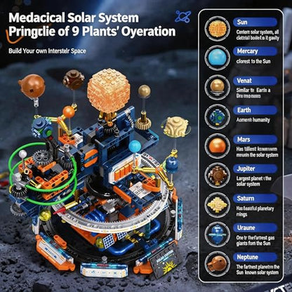 Solar System Globe Building Set, 1140 Pcs STEM Planet Assembly Model for Teens