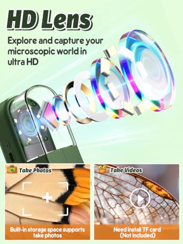 Acoath Microscope for Kids, Bug Catcher, 2.4" IPS Screen Bug Catching Kit - color: Dark Green