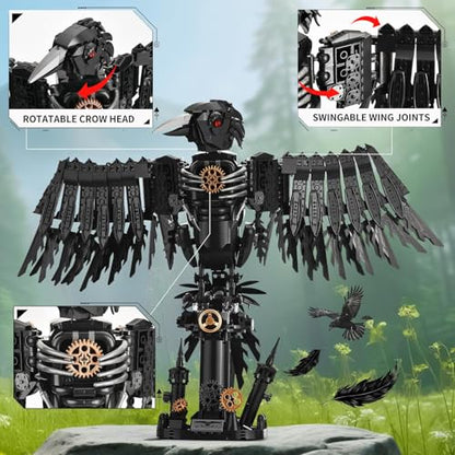 Mechanical Crow Building Set for Adult, Crow Bird Model Building Kit - style: Crow Set