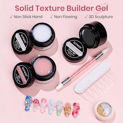 Solid Builder Gel for Nails Clear White 3D Sculpture Nail Art Hard Gel - color: Clear&White&Nude