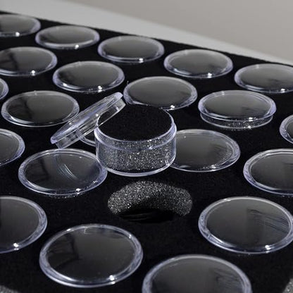 Novel Box 24 Large Gem Jars with Black Foam Gemstone Tray 14.5x7.8x0.75 - color: Black Foam Liner With 24 Gem Jars